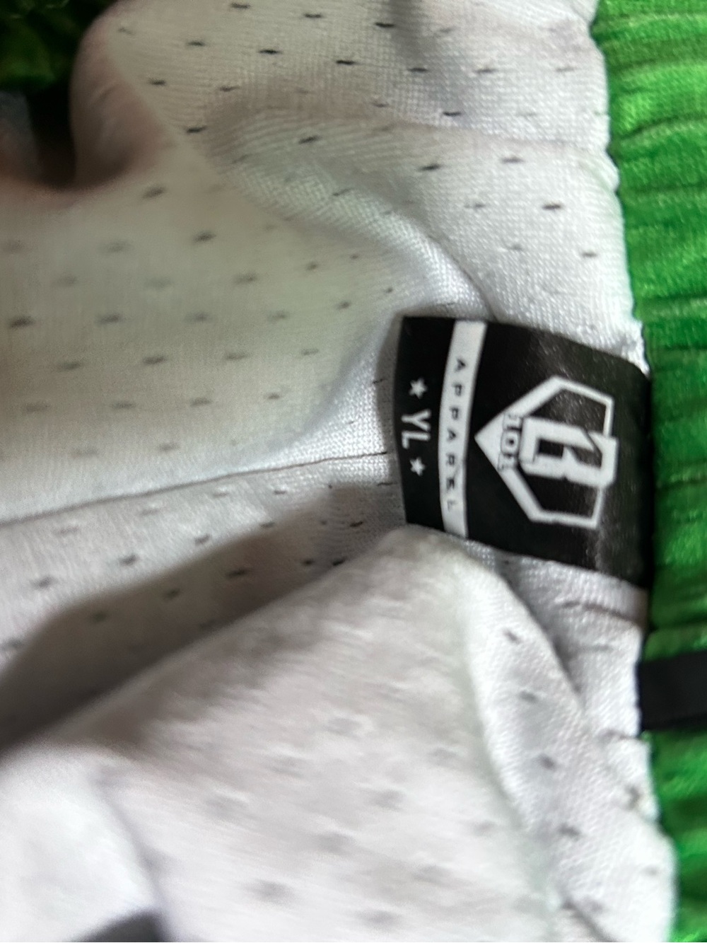 Bright Green Kids Athletic Shorts with White Mesh Lining - YL